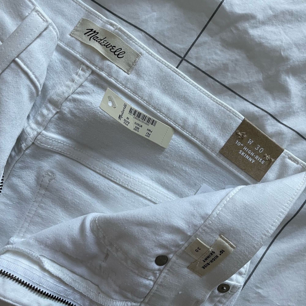 Madewell White 10” High Rise Skinny Jeans, Size 30